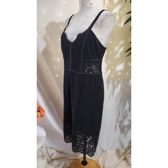 Express Lace Sheer Waist Cutout Bodycon Dress Size 10 Whimsigoth Coquette Black - Picture 2 of 13
